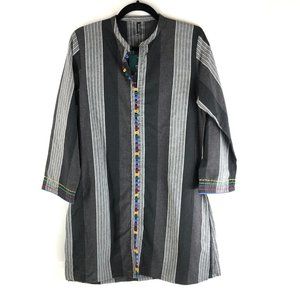 Beechtree Kurti Kurta Pakistani Striped Black Gray Colorful Size 10